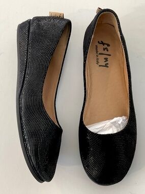 FRENCH SOLE Zeppa Black Wave Suede Wedge Size 8.5 EXCELLENT CONDITION